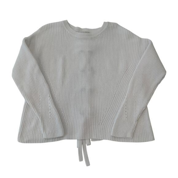 Lucky Brand White Lace Back Tie Sweater Size Medium Whimsy - Picture 15 of 16
